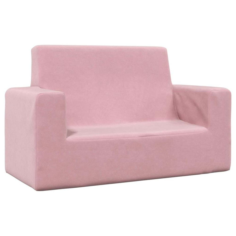 Produktbild för Barnsoffa 2-sits rosa mjuk plysch