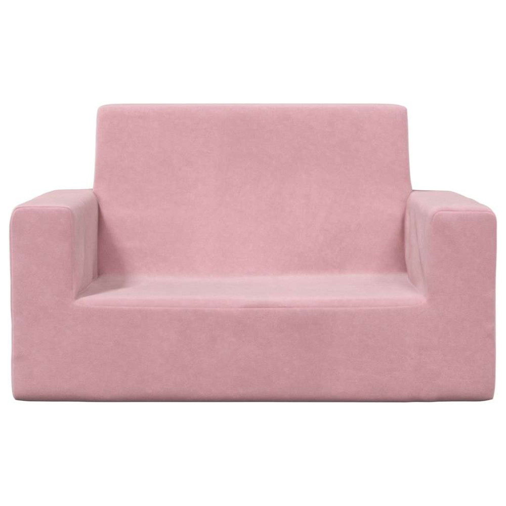 Produktbild för Barnsoffa 2-sits rosa mjuk plysch