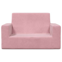 Produktbild för Barnsoffa 2-sits rosa mjuk plysch
