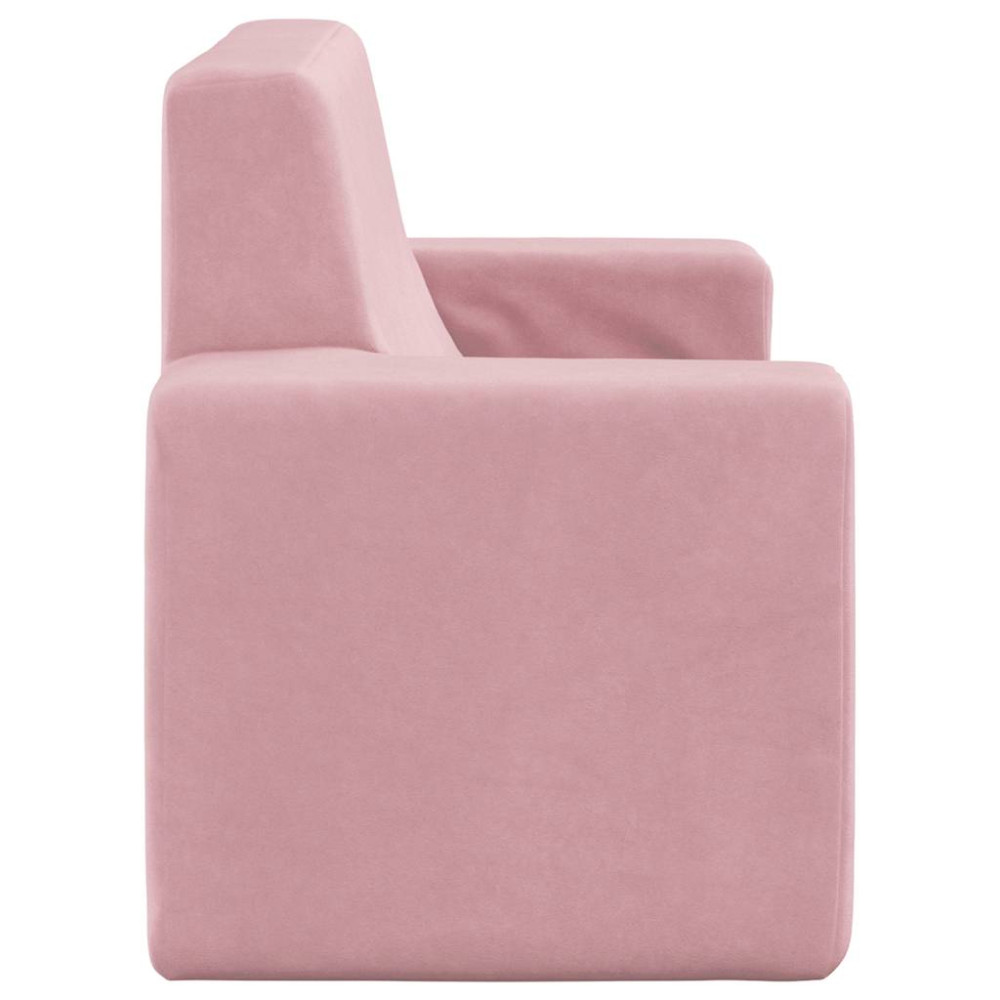 Produktbild för Barnsoffa 2-sits rosa mjuk plysch