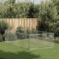 Produktbild för Hundkoja utomhus med dörr 2x4x1 m galvaniserat stål