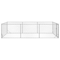 Produktbild för Hundkoja utomhus med dörr 2x4x1 m galvaniserat stål