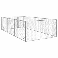 Produktbild för Hundkoja utomhus med dörr 2x4x1 m galvaniserat stål