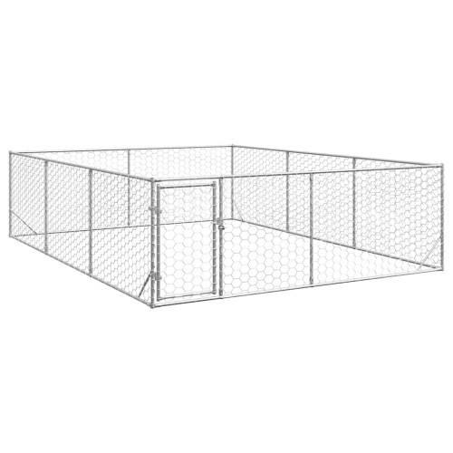 vidaXL Hundkoja utomhus med dörr 3x4x1 m galvaniserat stål