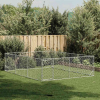 Produktbild för Hundkoja utomhus med dörr 3x4x1 m galvaniserat stål