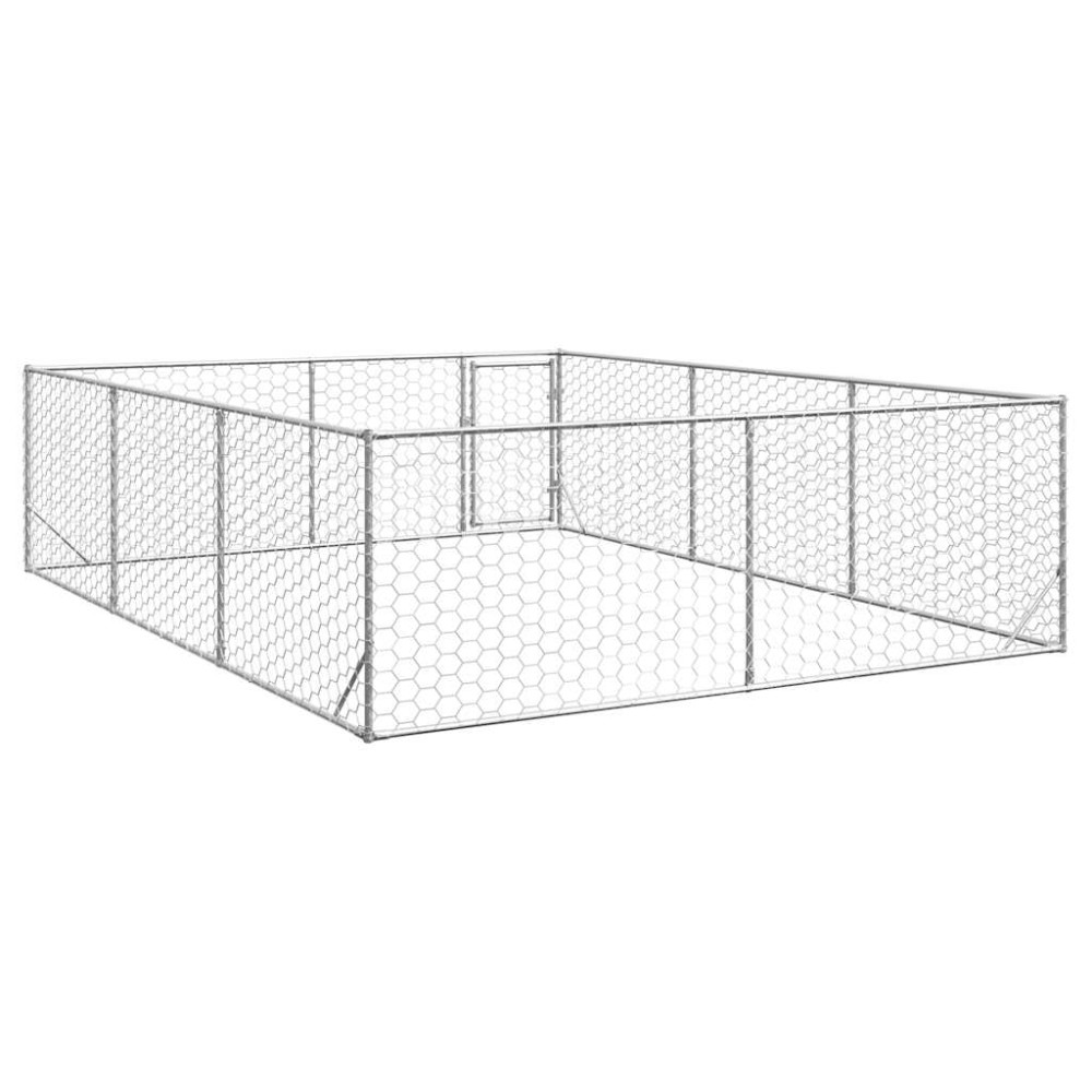 Produktbild för Hundkoja utomhus med dörr 3x4x1 m galvaniserat stål