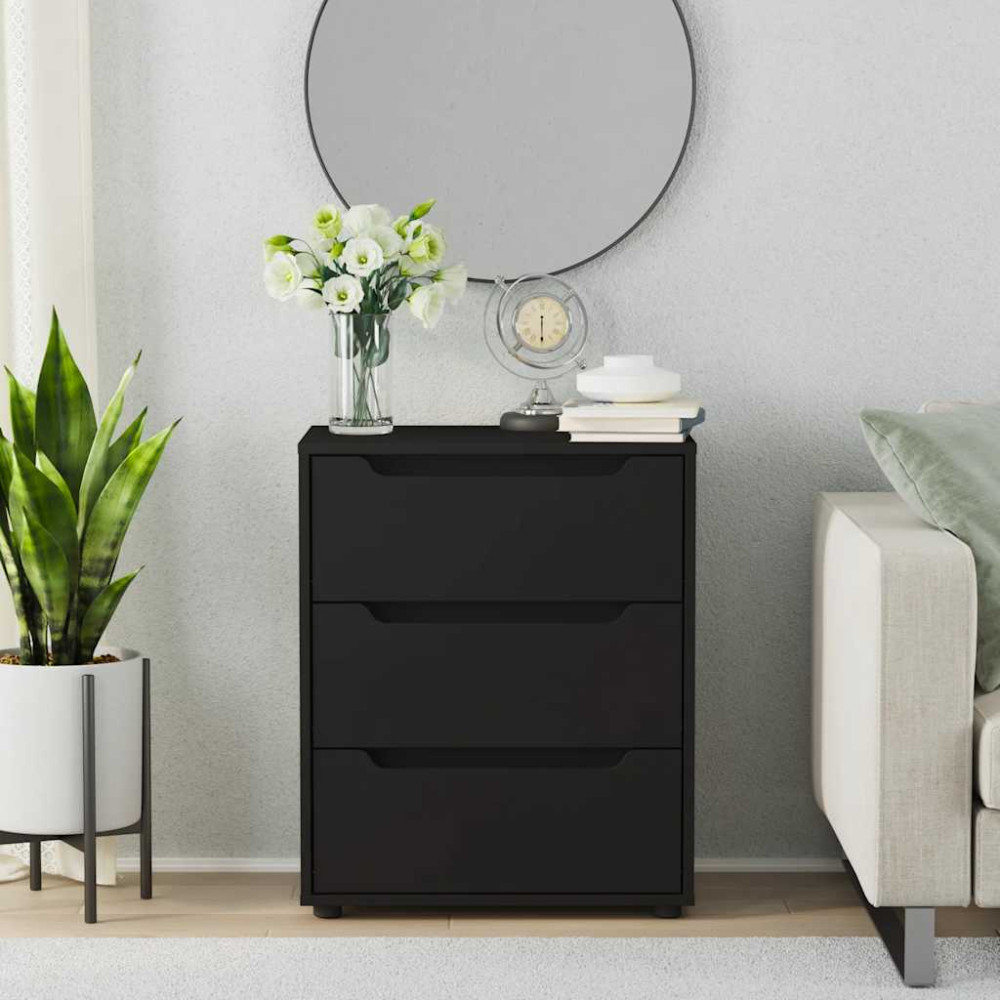 Produktbild för Skänk VISNES svart 60x40x73 cm konstruerat trä