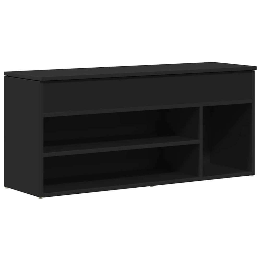 Produktbild för Skobänk svart 102x30,5x45 cm konstruerat trä