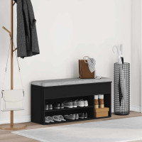 Produktbild för Skobänk svart 102x30,5x45 cm konstruerat trä