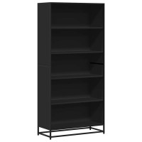 Produktbild för Bokhylla svart 80,5x35x170,5 cm konstruerat trä