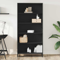 Produktbild för Bokhylla svart 80,5x35x170,5 cm konstruerat trä