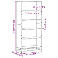 Produktbild för Bokhylla sonoma-ek 80,5x35x170,5 cm konstruerat trä