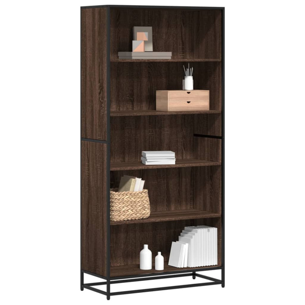 Produktbild för Bokhylla brun ek 80,5x35x170,5 cm konstruerat trä