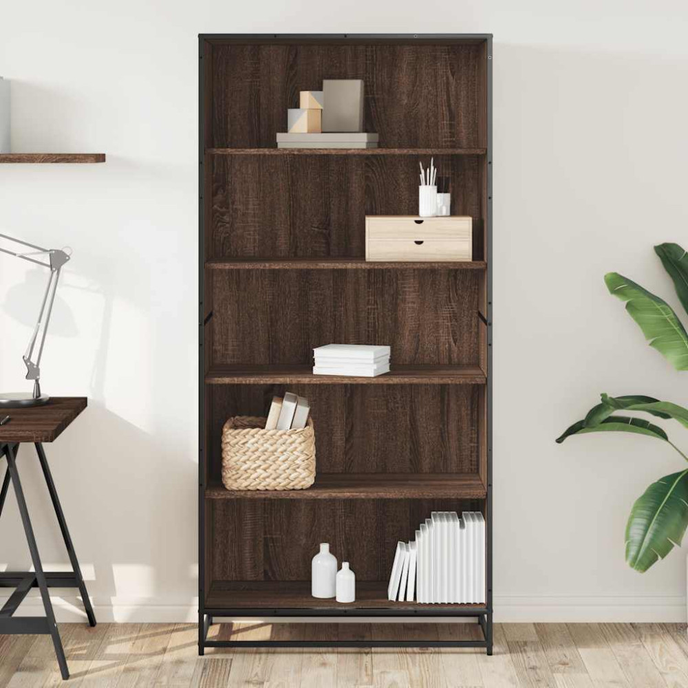 Produktbild för Bokhylla brun ek 80,5x35x170,5 cm konstruerat trä