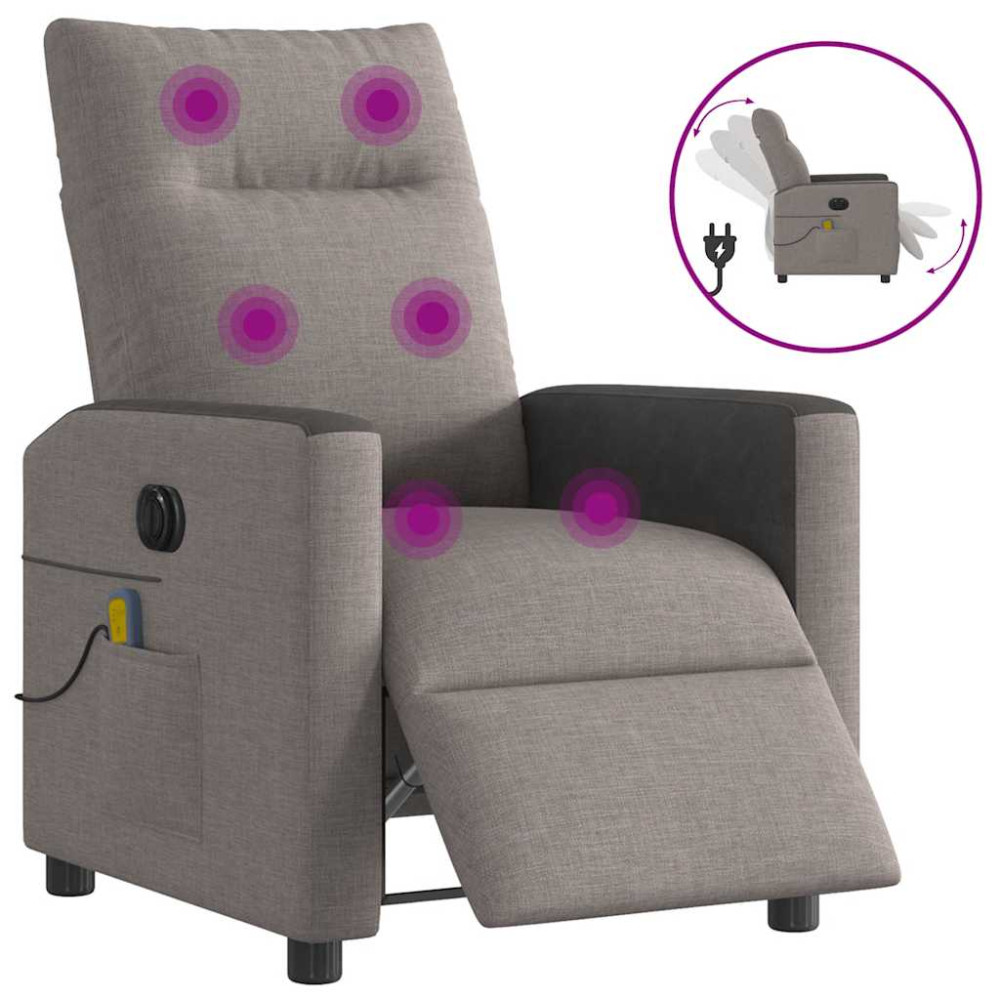 Produktbild för Elektrisk massagefåtölj taupe tyg