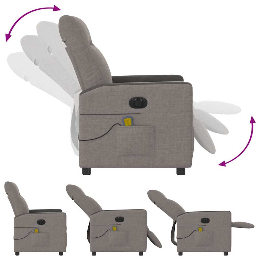 Produktbild för Elektrisk massagefåtölj taupe tyg