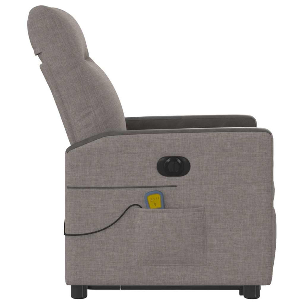 Produktbild för Elektrisk massagefåtölj med uppresningshjälp taupe tyg