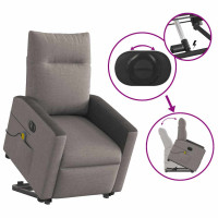 Produktbild för Elektrisk massagefåtölj med uppresningshjälp taupe tyg