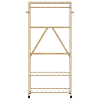 Produktbild för Klädställ med hyllor och hjul 90x40x179,5 cm bambu
