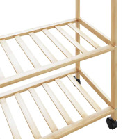 Produktbild för Klädställ med hyllor och hjul 90x40x179,5 cm bambu