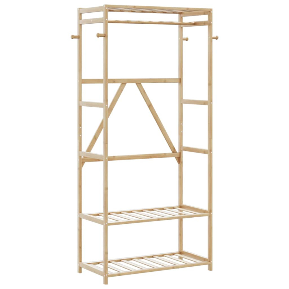 Produktbild för Klädställ med hyllor 80x40x175 cm bambu