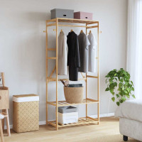 Produktbild för Klädställ med hyllor 80x40x175 cm bambu