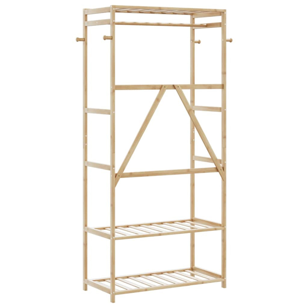 Produktbild för Klädställ med hyllor 80x40x175 cm bambu