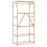 Produktbild för Klädställ med hyllor 80x40x175 cm bambu