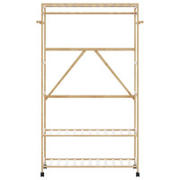 Produktbild för Klädställ med hyllor och hjul 110x40x180 cm bambu