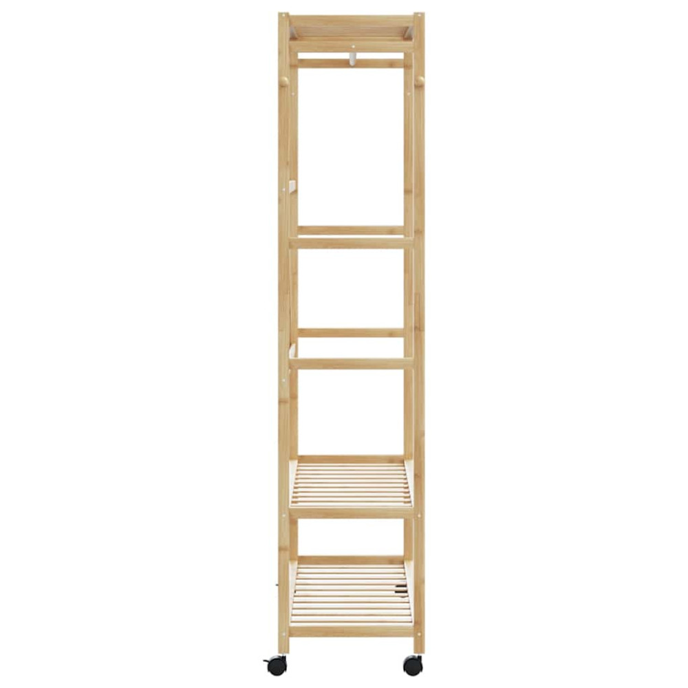 Produktbild för Klädställ med hyllor och hjul 110x40x180 cm bambu