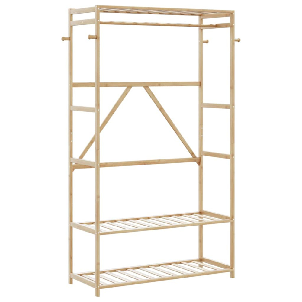 Produktbild för Klädställ med hyllor 110x40x175 cm bambu