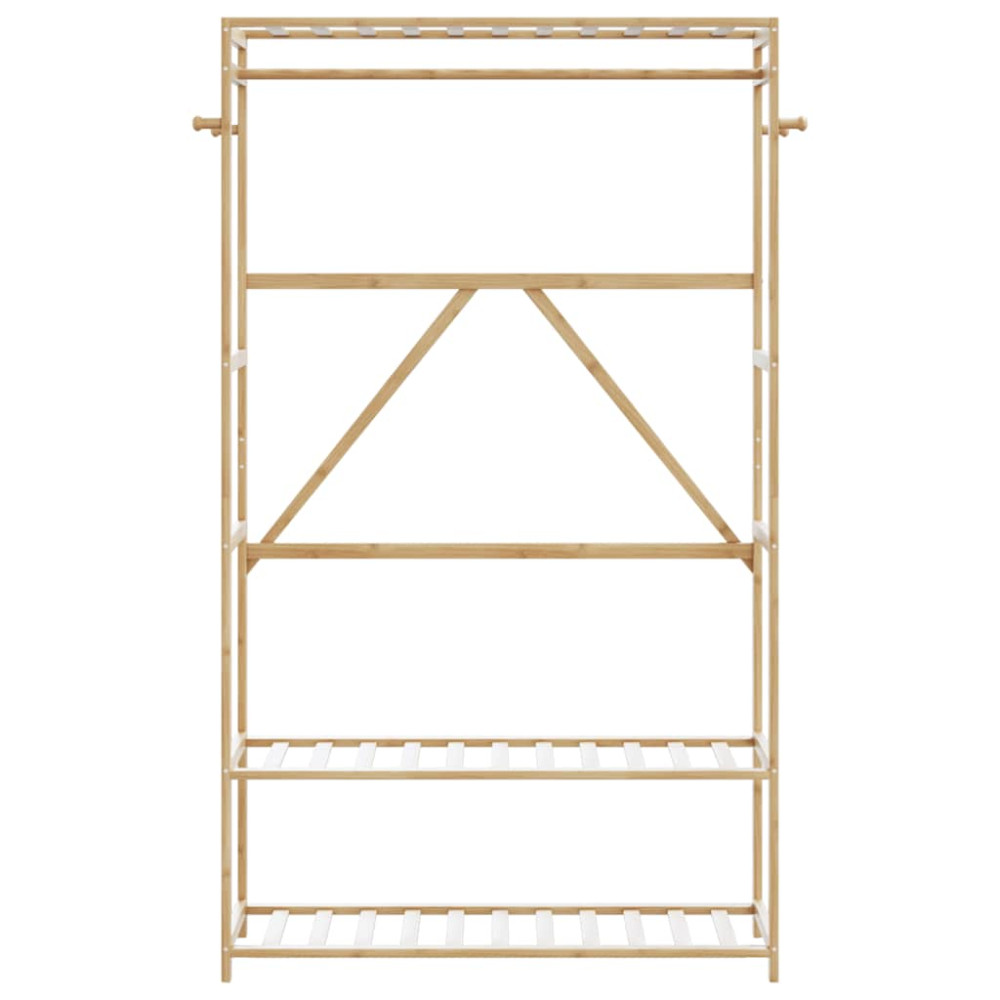 Produktbild för Klädställ med hyllor 110x40x175 cm bambu