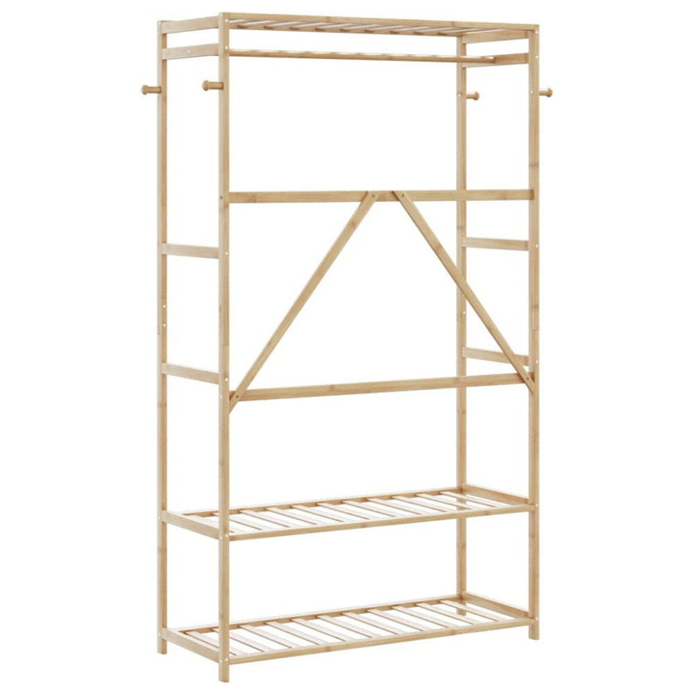 Produktbild för Klädställ med hyllor 110x40x175 cm bambu