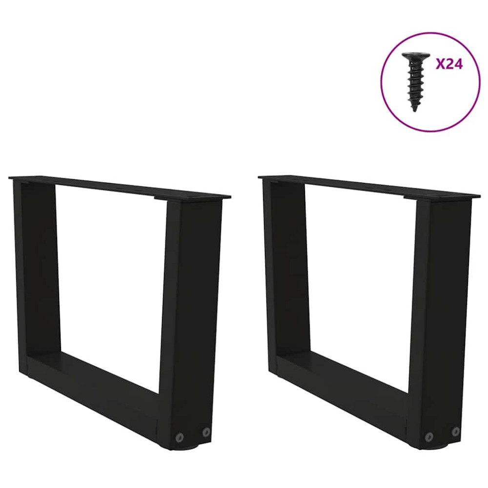Produktbild för Soffbordsben V-formade 2 st svarta 60x(30-31,3) cm stål