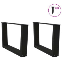 Produktbild för Soffbordsben V-formade 2 st svarta 60x(30-31,3) cm stål