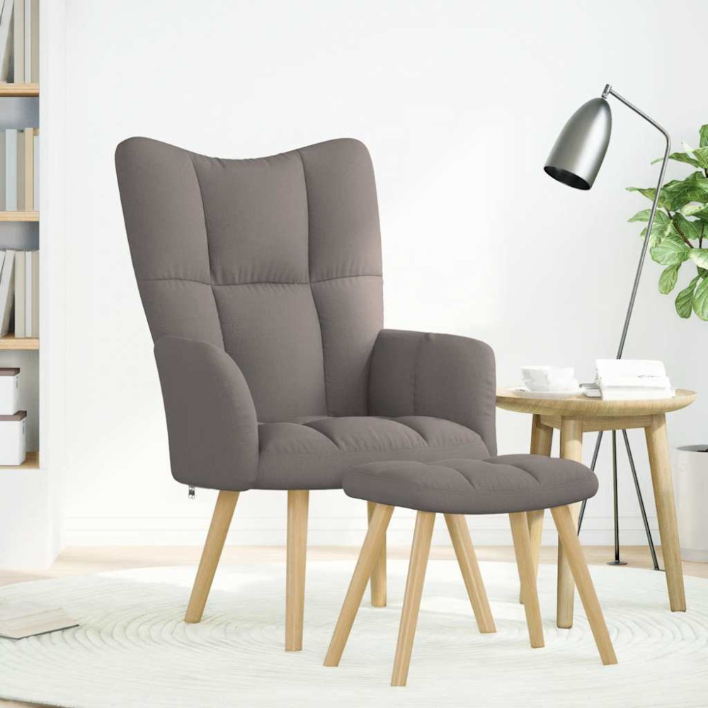 Produktbild för Vilstol med fotpall taupe tyg