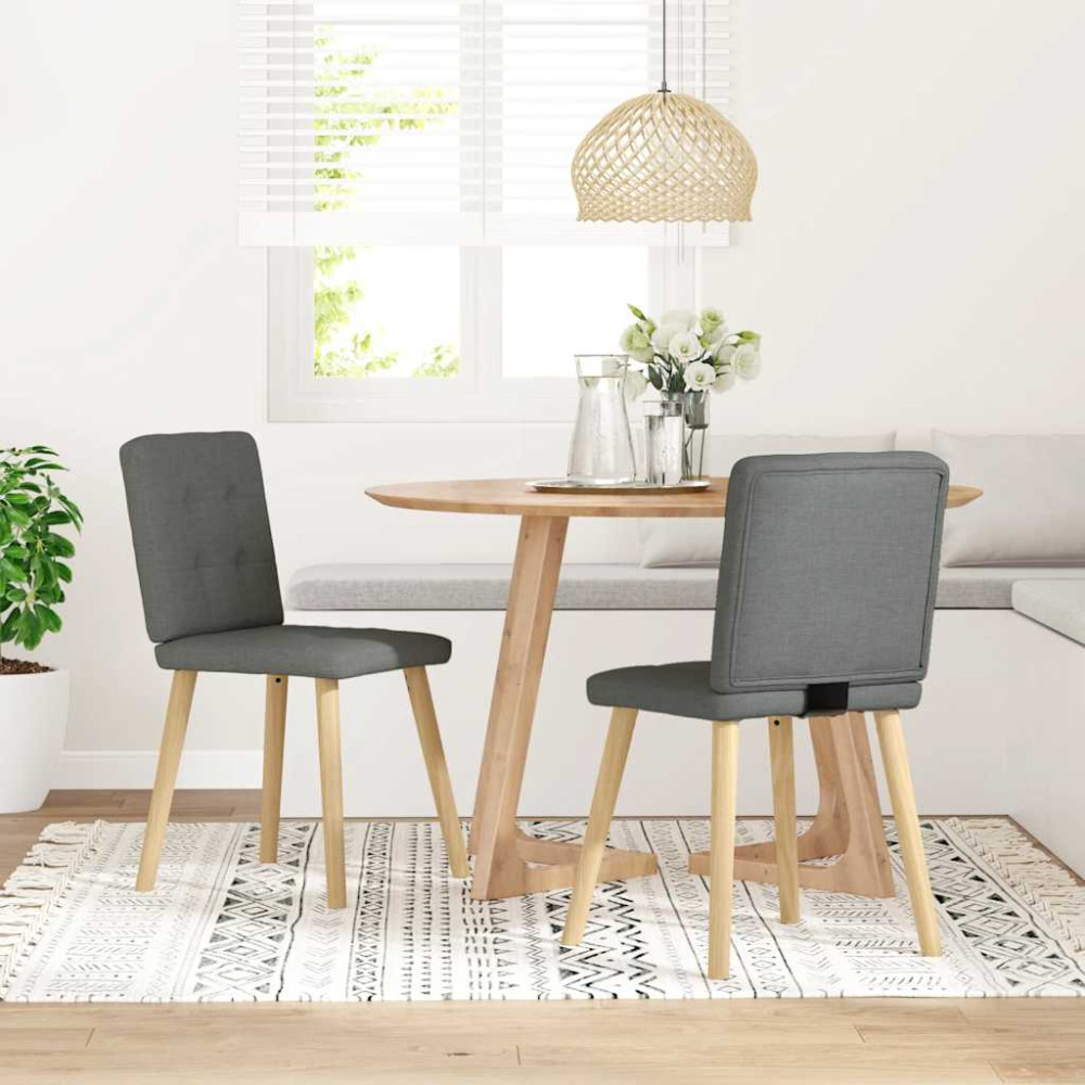 Produktbild för Matstolar 2 st mörkgrå tyg