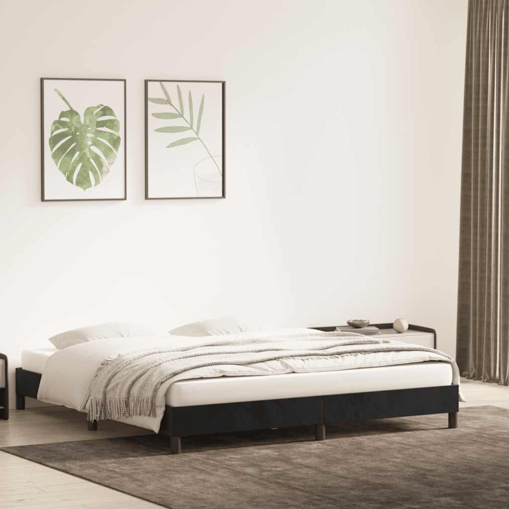 Produktbild för Sängram utan madrass svart 180x210 cm sammet