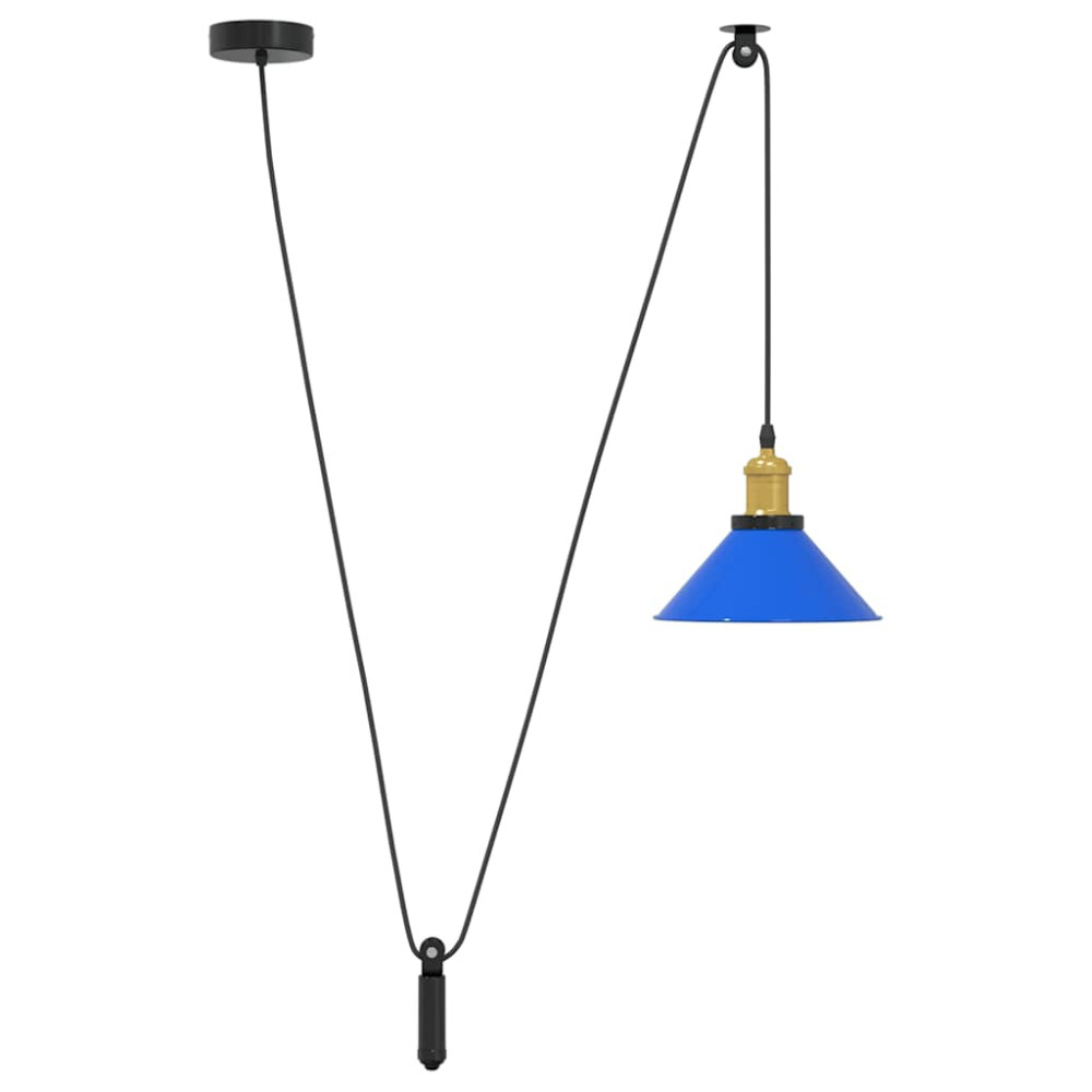 Produktbild för Pendellampa höjdjusterbar E27 glans mörkblå Ø 22 cm metall