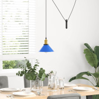 Produktbild för Pendellampa höjdjusterbar E27 glans mörkblå Ø 22 cm metall