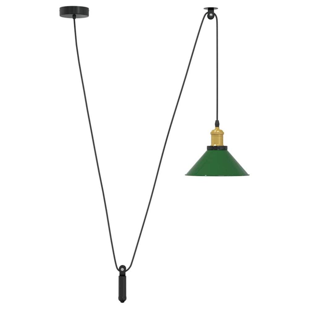 Produktbild för Taklampa höjdjusterbar E27 glans grön Ø 22 cm metall