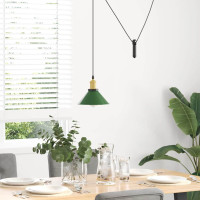 Produktbild för Taklampa höjdjusterbar E27 glans grön Ø 22 cm metall