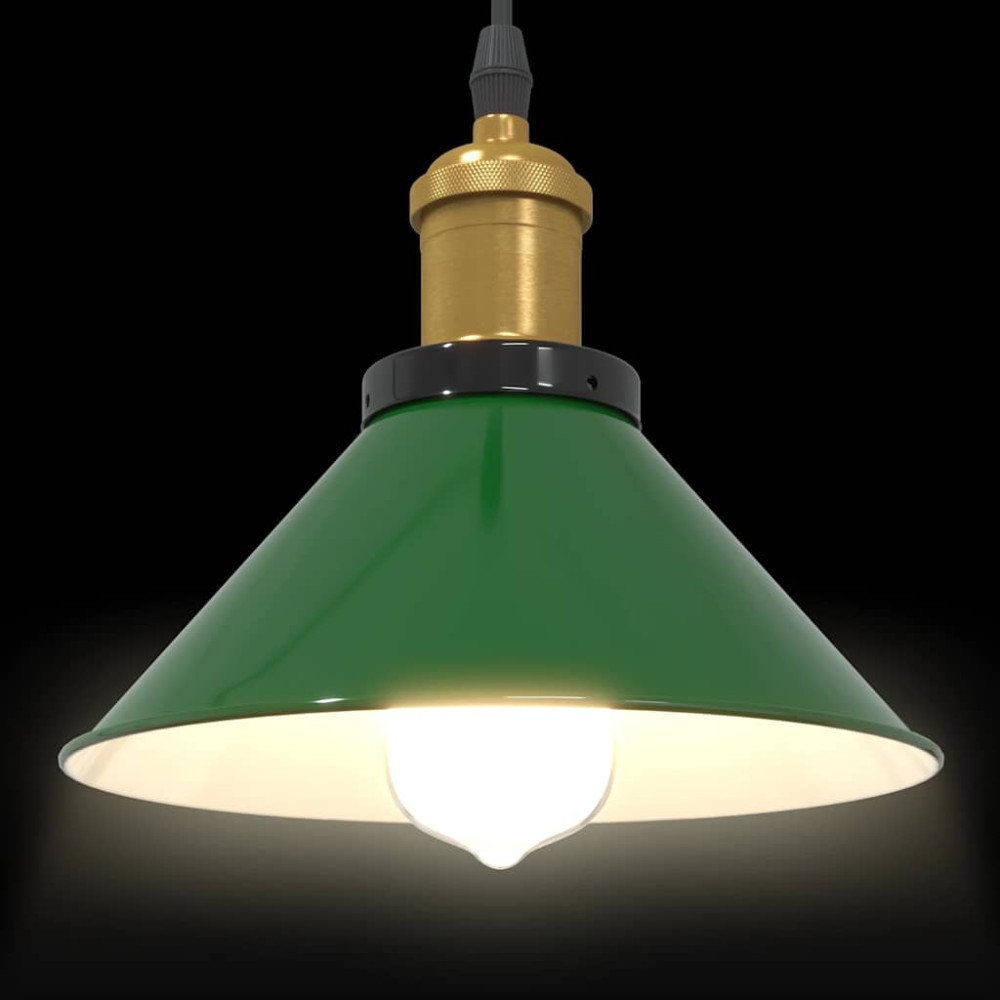 Produktbild för Taklampa höjdjusterbar E27 glans grön Ø 22 cm metall