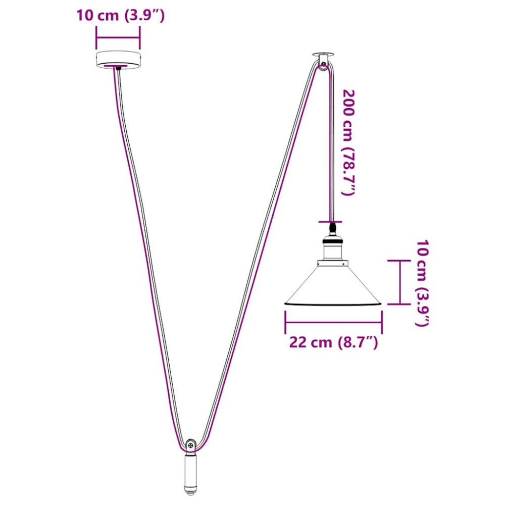 Produktbild för Taklampa höjdjusterbar E27 glansgrå Ø 22 cm metall