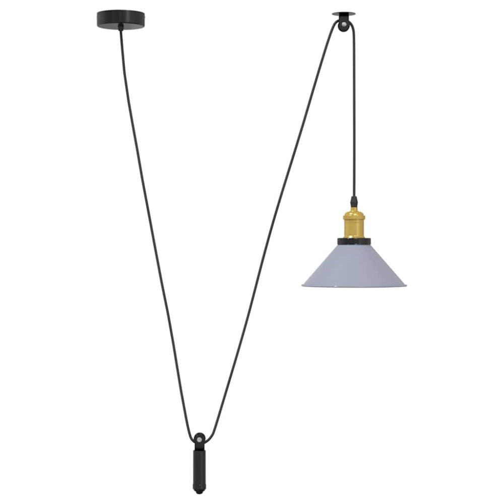 Produktbild för Taklampa höjdjusterbar E27 glansgrå Ø 22 cm metall