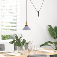 Produktbild för Taklampa höjdjusterbar E27 glansgrå Ø 22 cm metall