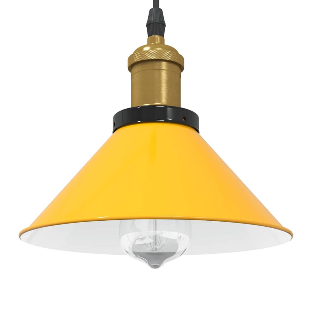 Produktbild för taklampa höjdjusterbar E27 glans gul Ø 22 cm metall