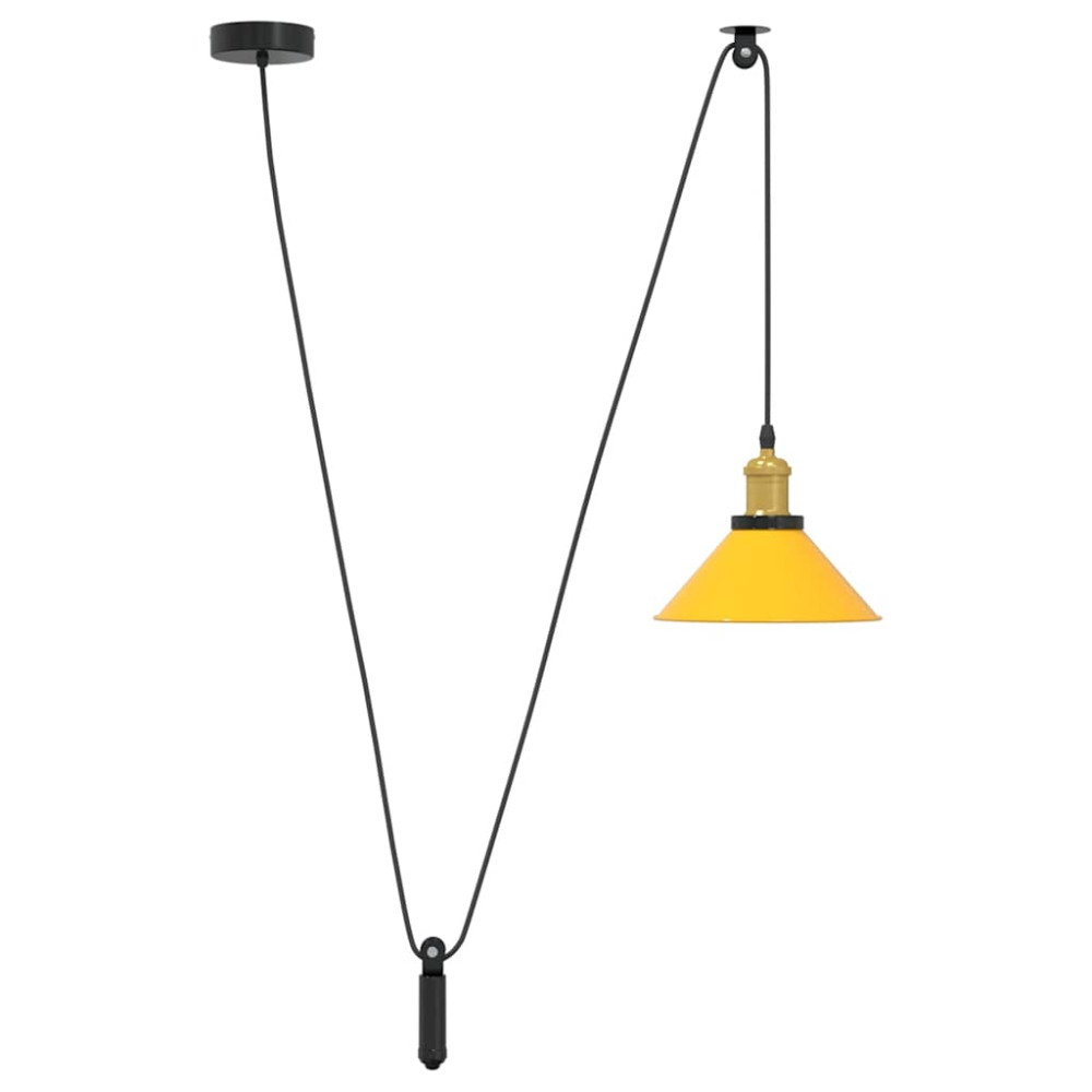 Produktbild för taklampa höjdjusterbar E27 glans gul Ø 22 cm metall