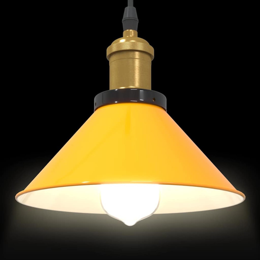 Produktbild för taklampa höjdjusterbar E27 glans gul Ø 22 cm metall