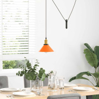 Produktbild för Taklampa höjdjusterbar E27 glans orange Ø 22 cm metall
